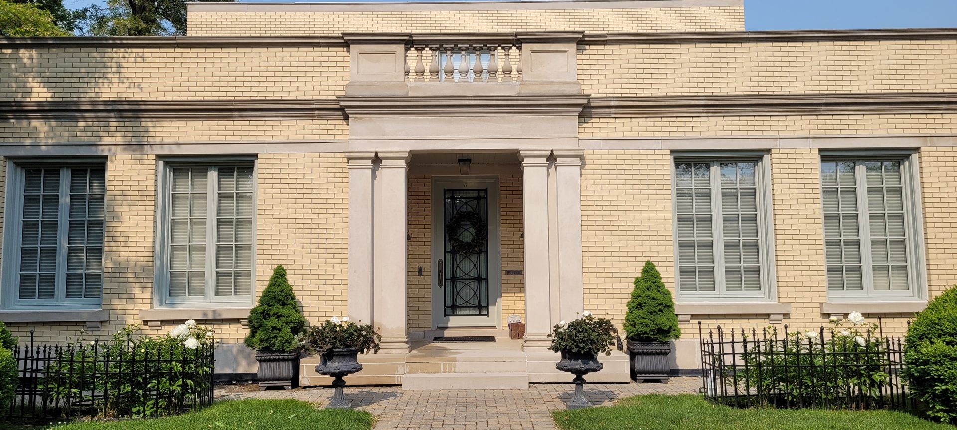 Professional Ace power washing of a historic estate, brick and stone moulding revitalization in the Casa Loma neighborhood