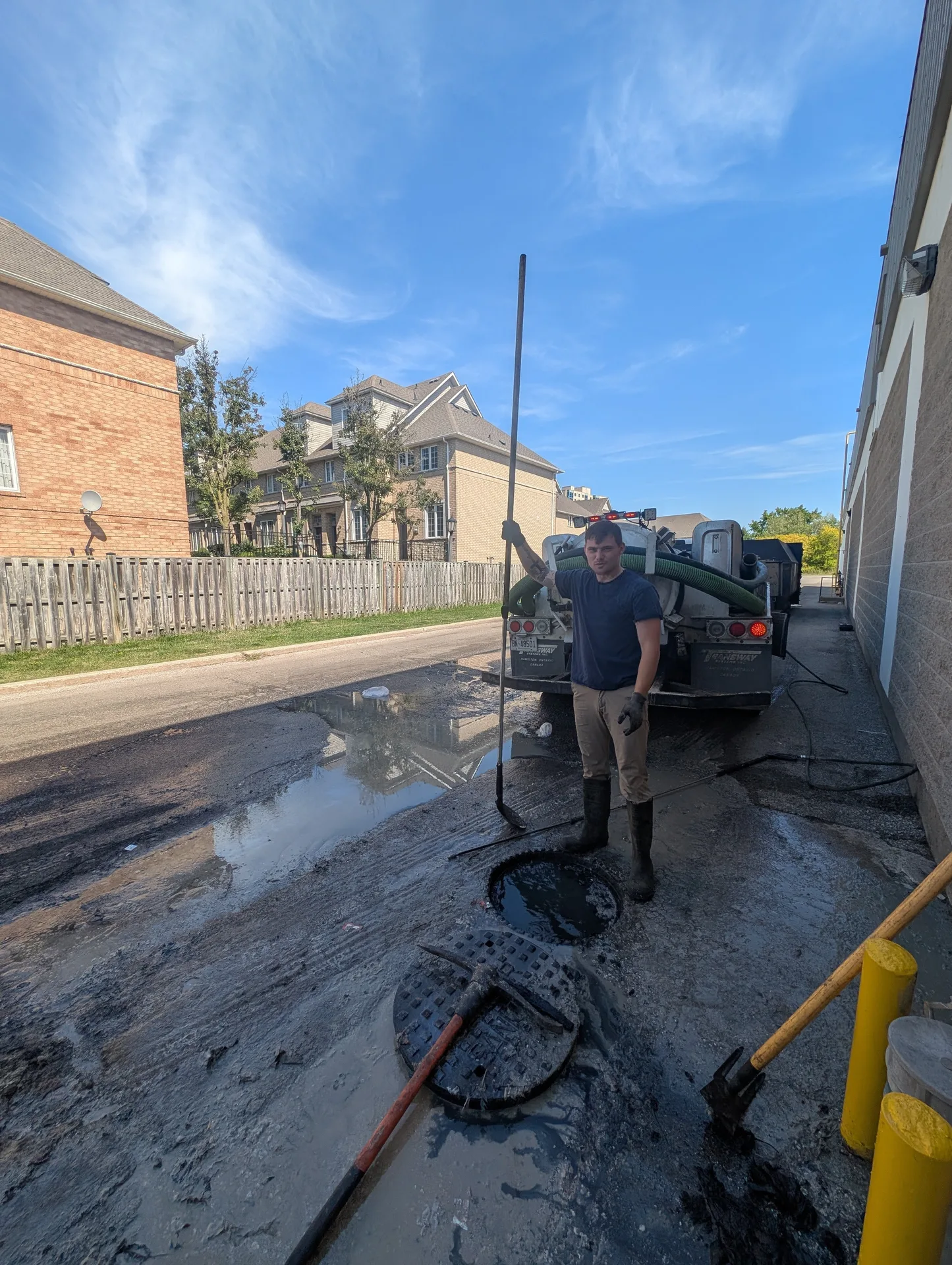 Commercial catch basin cleaning with vacuum truck service