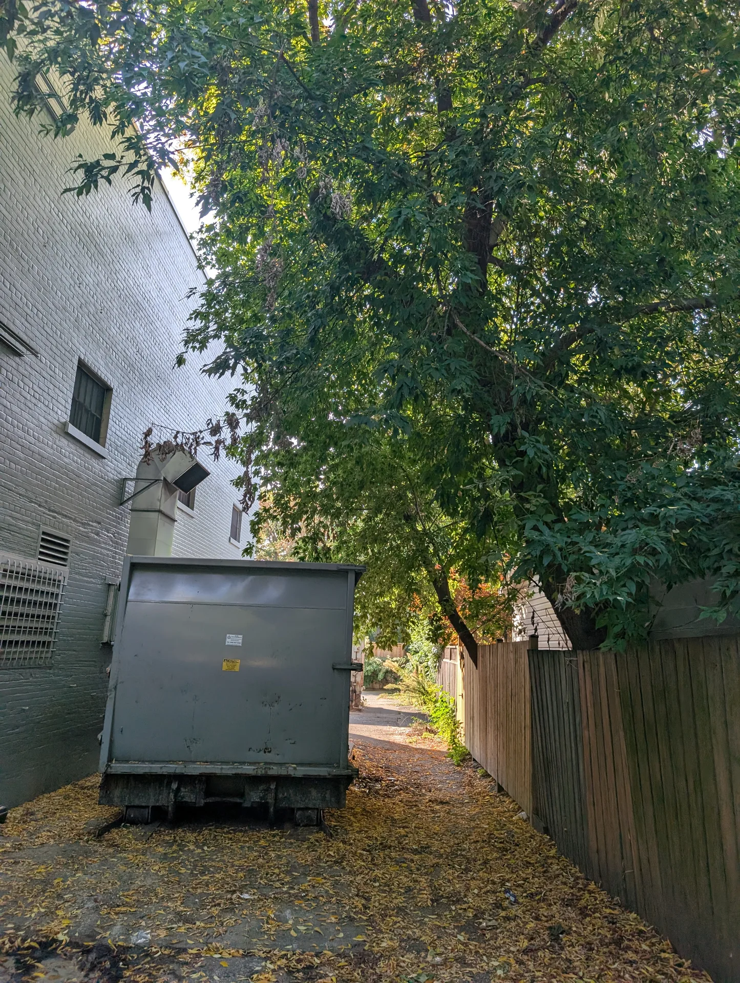 Garbage and leafs, debris trapped along fence line prior to ACE professional site maintenance.